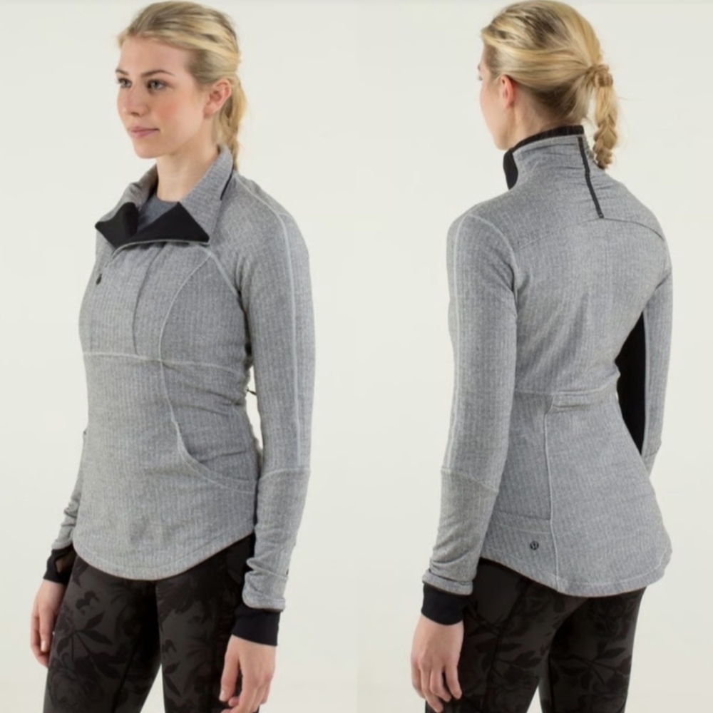 Lululemon Base Runner 1/2 Zip Heathered Herringbon Size 6 RURU